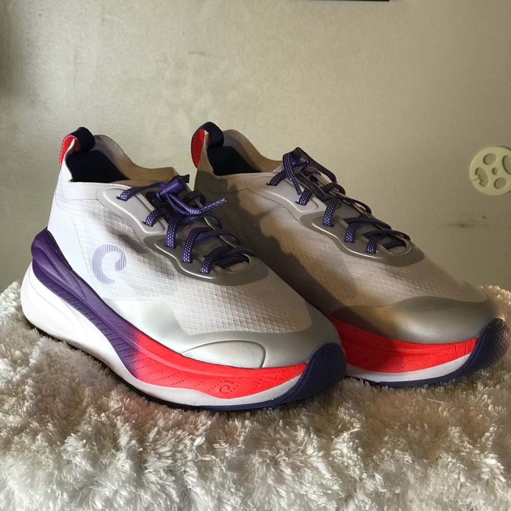 Stylish White and Purple Sneakers